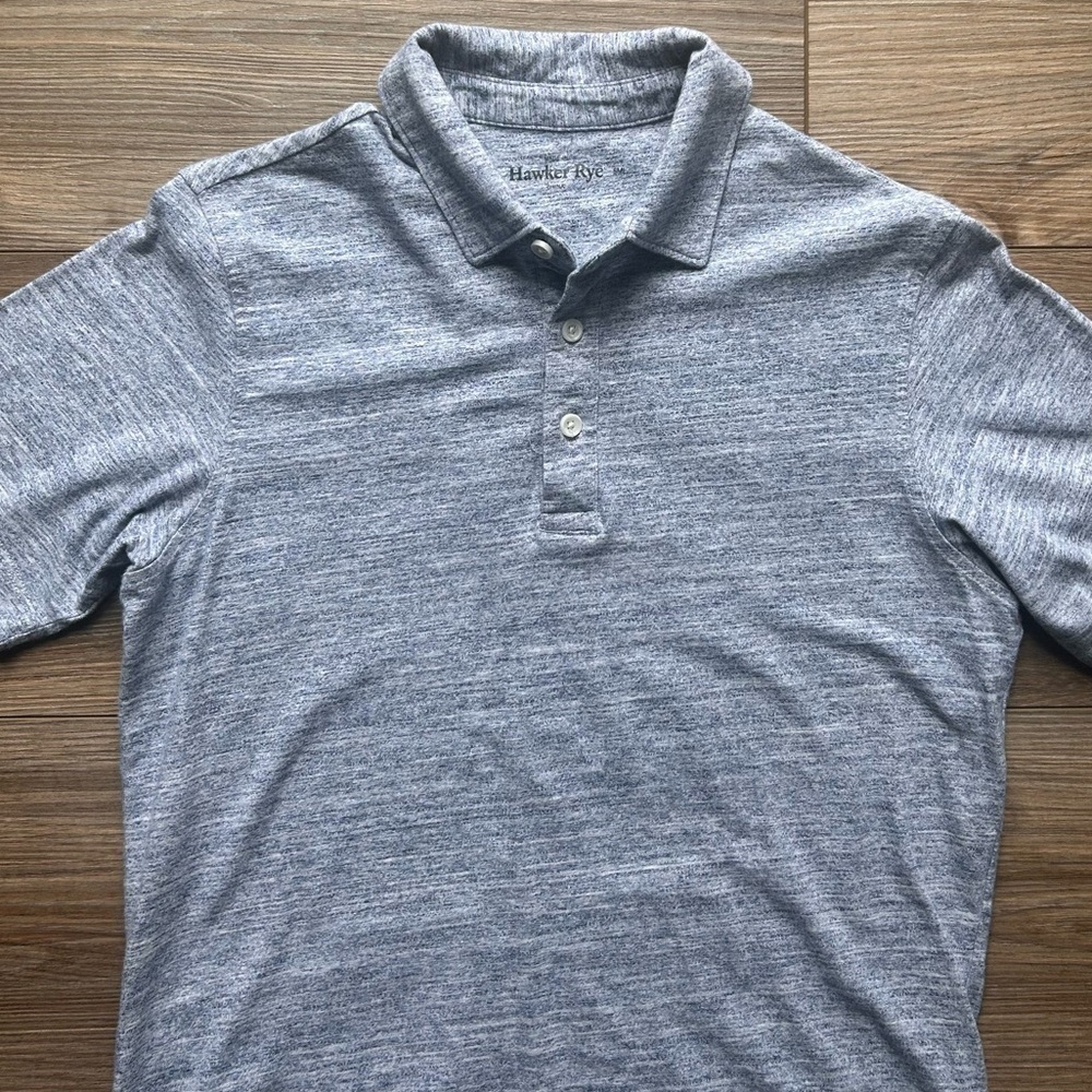 Hawker Rye | Slim Fit Polo Shirt in Blue Heather (Small) - Picture 3 of 9
